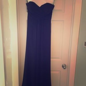 Strapless floor length navy gown